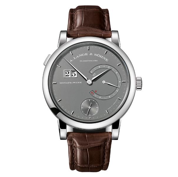 The grey dials copy watches have brown leather straps.