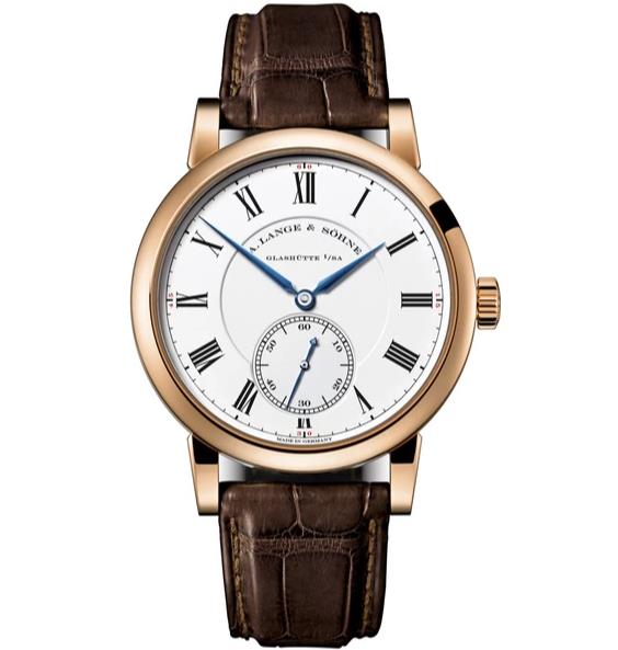 The 18k rose gold fake watches have brown leather straps.