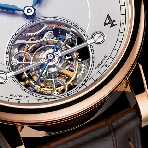 The silvery dials copy watches have tourbillons.
