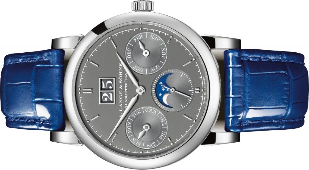 The grey dials copy watches have moon phases.